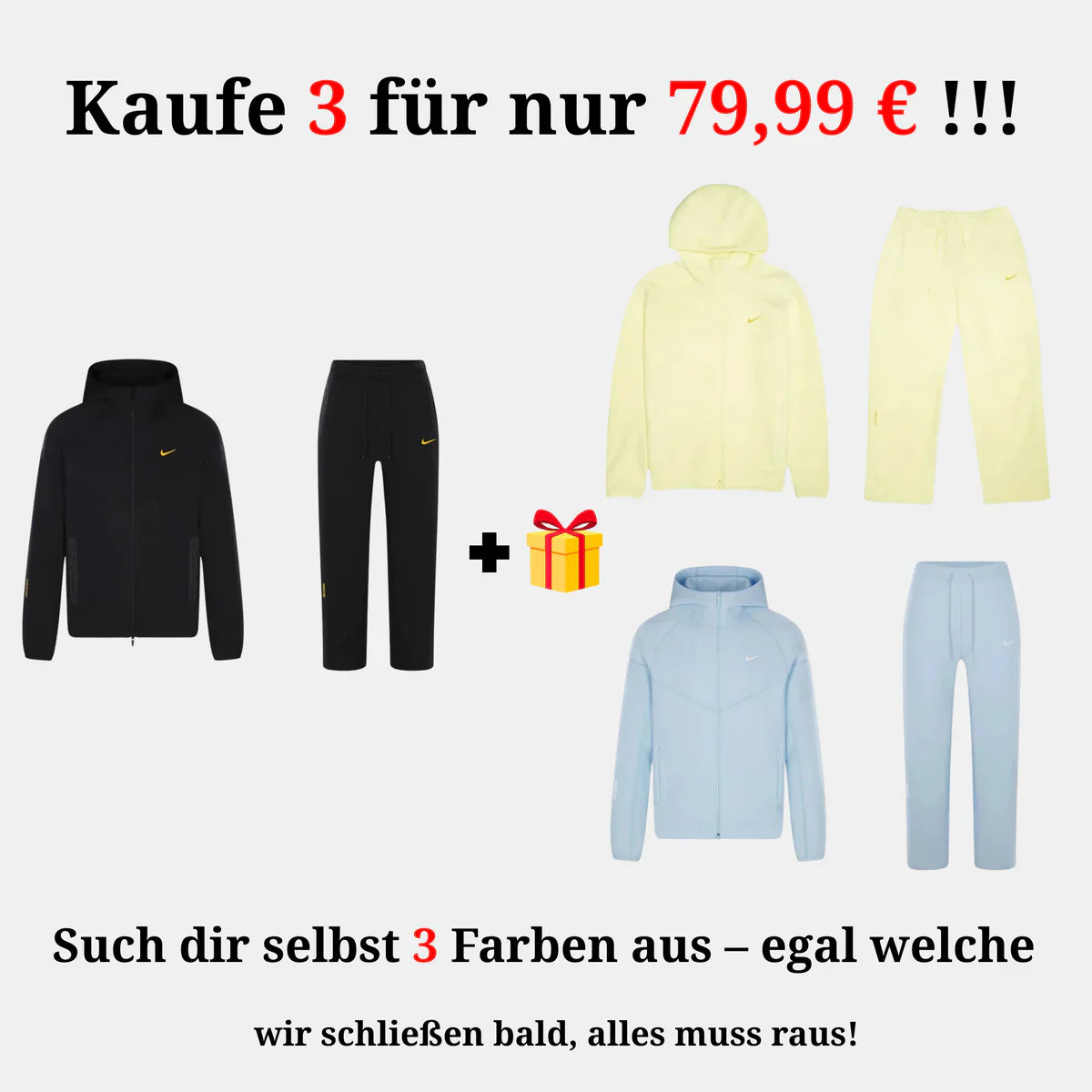 3 Tracksuits für 79,99€